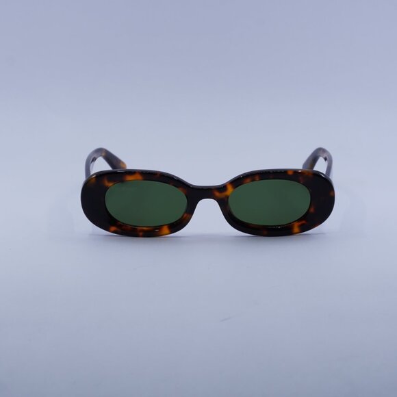 Off-White OERI087 AMALFI 6055 Sunglasses Havana Oval Frame, Green Lenses main image 5